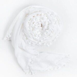 MATTA NY Dupatta Plain Silk Cotton Shawl, White